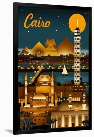 Cairo, Egypt - Retro Skyline-Lantern Press-Framed Art Print