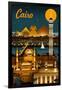 Cairo, Egypt - Retro Skyline-Lantern Press-Framed Art Print