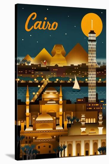 Cairo, Egypt - Retro Skyline-Lantern Press-Stretched Canvas