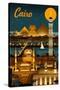 Cairo, Egypt - Retro Skyline-Lantern Press-Stretched Canvas
