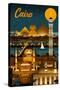 Cairo, Egypt - Retro Skyline-Lantern Press-Stretched Canvas