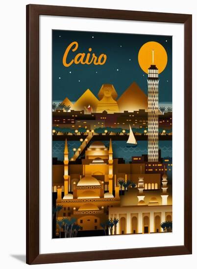 Cairo, Egypt - Retro Skyline-Lantern Press-Framed Art Print