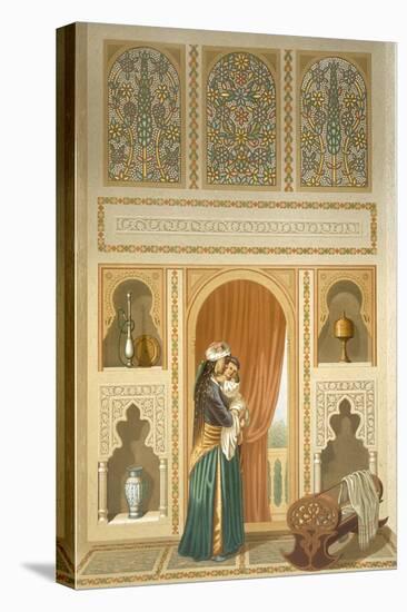 Cairo: Interior of the Domestic House of Sidi Youssef Adami: a Woman Standing in a Room-Emile Prisse d'Avennes-Stretched Canvas