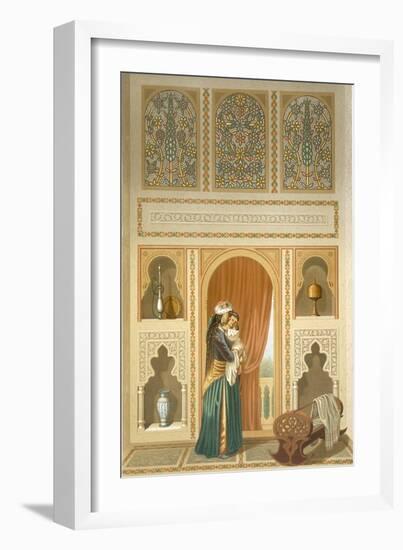 Cairo: Interior of the Domestic House of Sidi Youssef Adami: a Woman Standing in a Room-Emile Prisse d'Avennes-Framed Giclee Print