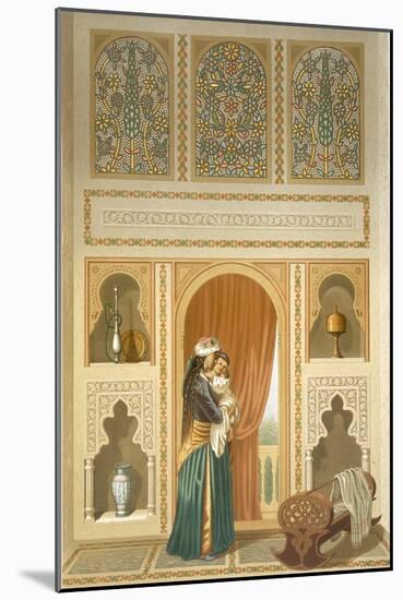 Cairo: Interior of the Domestic House of Sidi Youssef Adami: a Woman Standing in a Room-Emile Prisse d'Avennes-Mounted Giclee Print