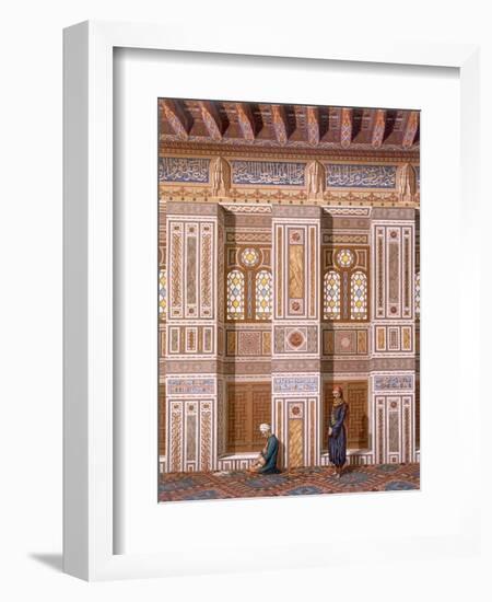 Cairo: Interior of the Mosque of Qaitbay; Worshippers Pray at the Side Wall of the Mihrab C15th-Emile Prisse d'Avennes-Framed Giclee Print