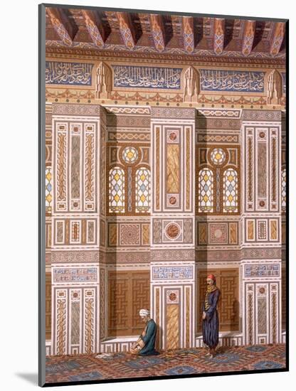 Cairo: Interior of the Mosque of Qaitbay; Worshippers Pray at the Side Wall of the Mihrab C15th-Emile Prisse d'Avennes-Mounted Premium Giclee Print