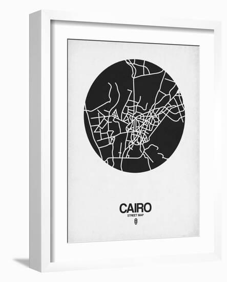 Cairo Street Map Black on White-NaxArt-Framed Art Print