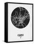 Cairo Street Map Black on White-NaxArt-Framed Stretched Canvas