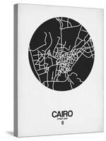 Cairo Street Map Black on White-NaxArt-Stretched Canvas