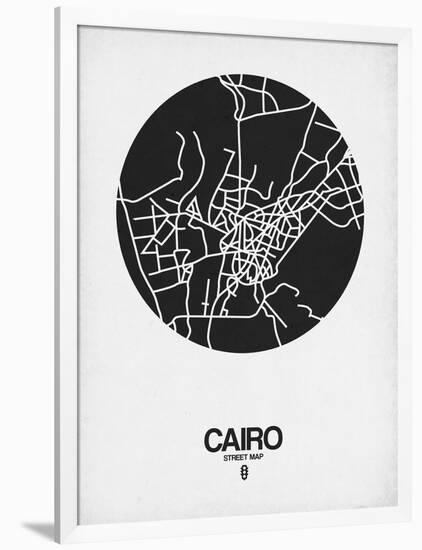 Cairo Street Map Black on White-NaxArt-Framed Art Print