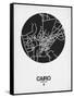 Cairo Street Map Black on White-NaxArt-Framed Stretched Canvas