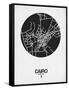 Cairo Street Map Black on White-NaxArt-Framed Stretched Canvas