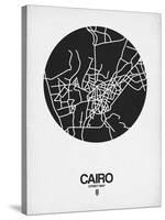 Cairo Street Map Black on White-NaxArt-Stretched Canvas