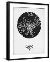 Cairo Street Map Black on White-NaxArt-Framed Art Print