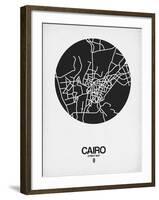 Cairo Street Map Black on White-NaxArt-Framed Art Print