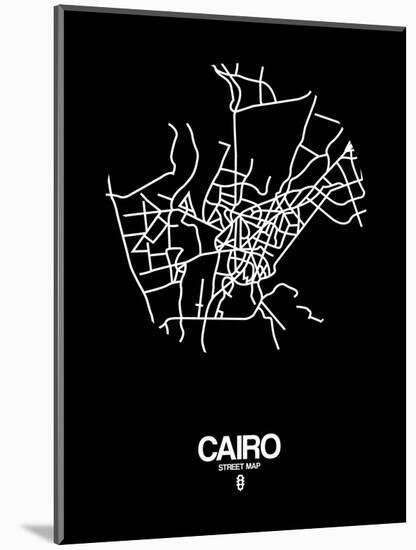 Cairo Street Map Black-NaxArt-Mounted Art Print