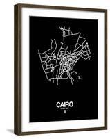 Cairo Street Map Black-NaxArt-Framed Art Print