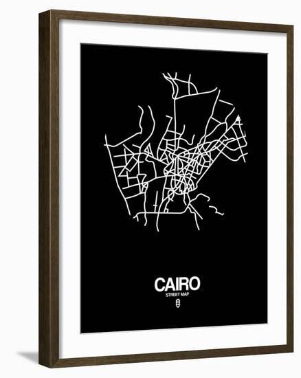 Cairo Street Map Black-NaxArt-Framed Art Print