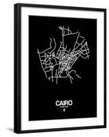 Cairo Street Map Black-NaxArt-Framed Art Print