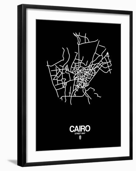 Cairo Street Map Black-NaxArt-Framed Art Print