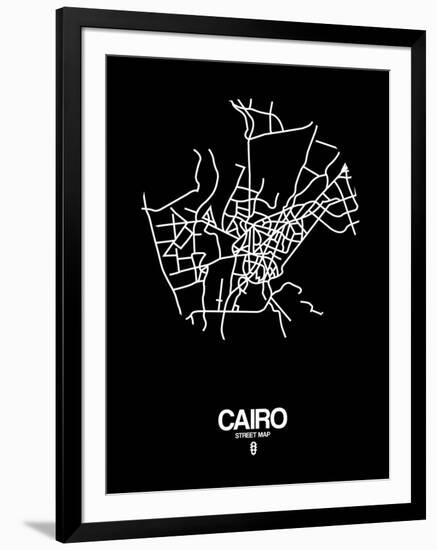 Cairo Street Map Black-NaxArt-Framed Art Print