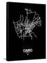 Cairo Street Map Black-NaxArt-Framed Stretched Canvas