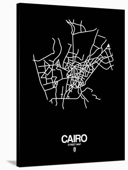 Cairo Street Map Black-NaxArt-Stretched Canvas