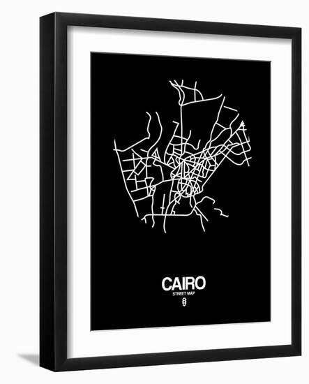 Cairo Street Map Black-NaxArt-Framed Art Print