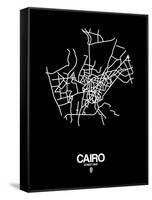 Cairo Street Map Black-NaxArt-Framed Stretched Canvas