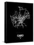 Cairo Street Map Black-NaxArt-Framed Stretched Canvas