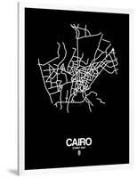 Cairo Street Map Black-NaxArt-Framed Art Print