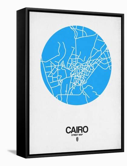 Cairo Street Map Blue-NaxArt-Framed Stretched Canvas