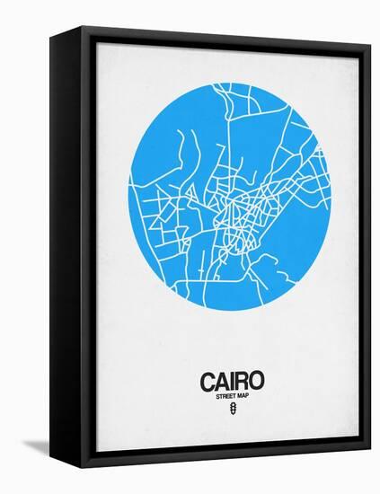 Cairo Street Map Blue-NaxArt-Framed Stretched Canvas