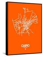 Cairo Street Map Orange-NaxArt-Framed Stretched Canvas