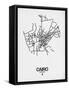 Cairo Street Map White-NaxArt-Framed Stretched Canvas