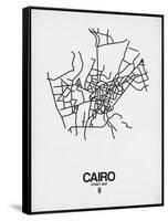 Cairo Street Map White-NaxArt-Framed Stretched Canvas