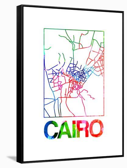 Cairo Watercolor Street Map-NaxArt-Framed Stretched Canvas