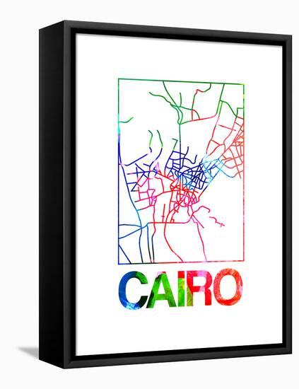 Cairo Watercolor Street Map-NaxArt-Framed Stretched Canvas