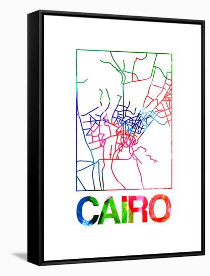 Cairo Watercolor Street Map-NaxArt-Framed Stretched Canvas