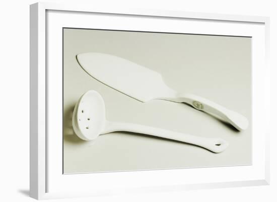 Cake Server and Ladle, Ceramic, La Porcellana Bianca, Italy-null-Framed Giclee Print