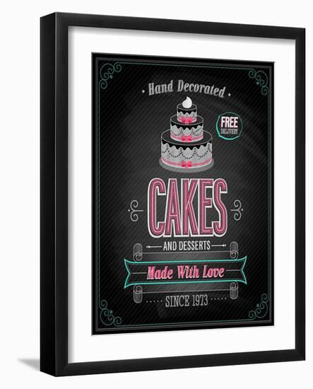 Cakes Poster - Chalkboard-avean-Framed Art Print