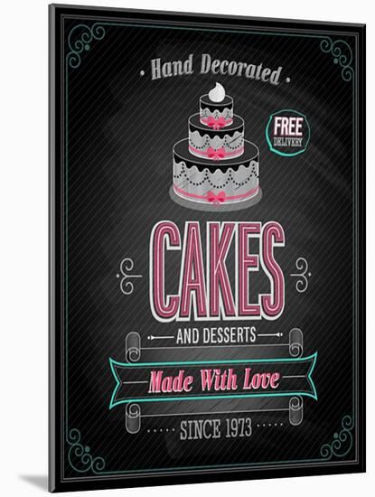 Cakes Poster - Chalkboard-avean-Mounted Art Print