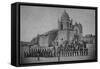 Cal. St. Patrick Cadets At The San Carlos Mission, Monterey, CA-C.W.J. Johnson-Framed Stretched Canvas