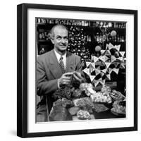 Cal. Tech Chemistry Professor, Dr. Linus Pauling with His Mineral Collection-J^ R^ Eyerman-Framed Premium Photographic Print