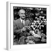 Cal. Tech Chemistry Professor, Dr. Linus Pauling with His Mineral Collection-J^ R^ Eyerman-Framed Premium Photographic Print
