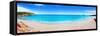 Cala Nova Beach in Ibiza Island Panoramic with Turquoise Water in Balearic Mediterranean-holbox-Framed Stretched Canvas