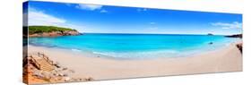 Cala Nova Beach in Ibiza Island Panoramic with Turquoise Water in Balearic Mediterranean-holbox-Stretched Canvas