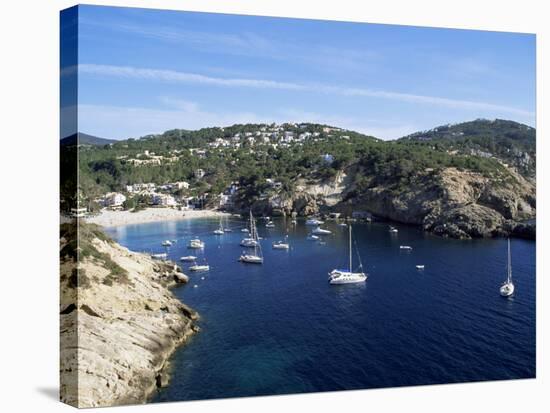 Cala Vedella, Ibiza, Balearic Islands, Spain, Mediterranean-Hans Peter Merten-Stretched Canvas