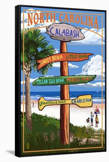 Calabash, North Carolina - Sign Destinations-Lantern Press-Framed Stretched Canvas